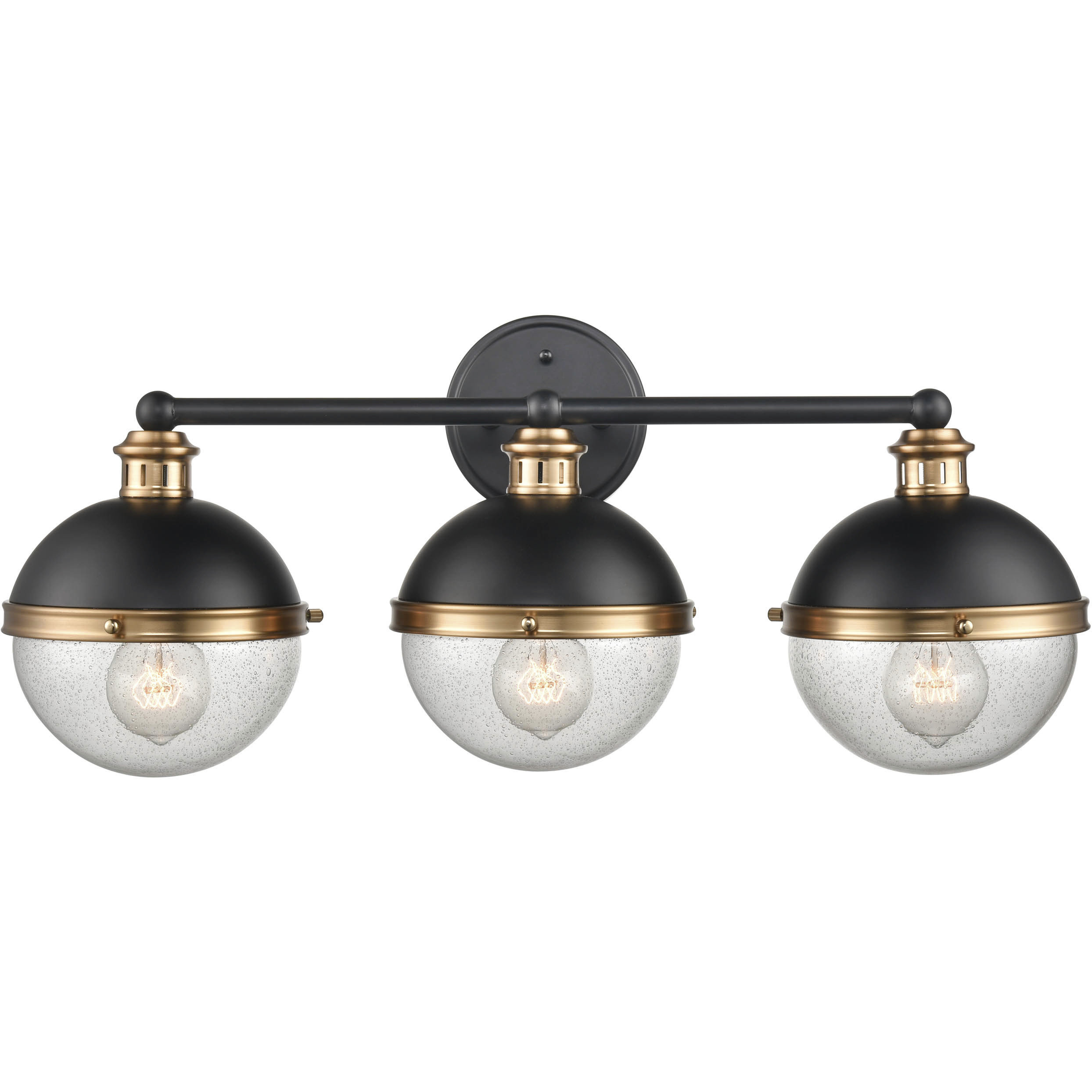 Ellmira 3 Light 24 inch Matte Black/Aged Brass Bathroom Vanity Light Wall Light